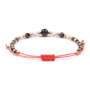 Bransoletka celebrytka czarny TURMALIN OPAL HEMATYT ochrona i przyjaźń